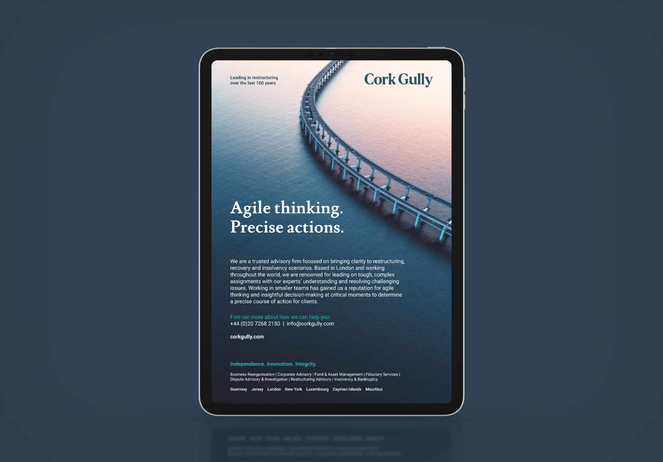 Cork Gully website on four digital devices