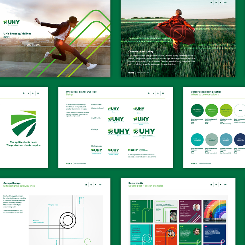 UHY's new brand displayed on social media tiles