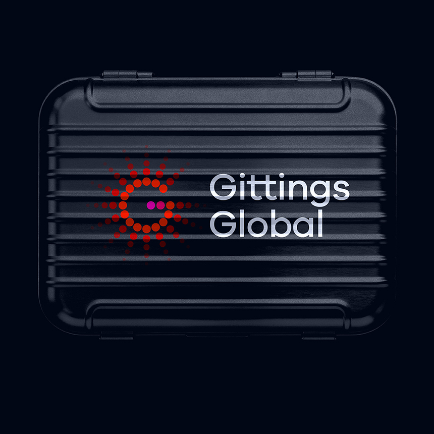 Gittings Global logo on a photography case