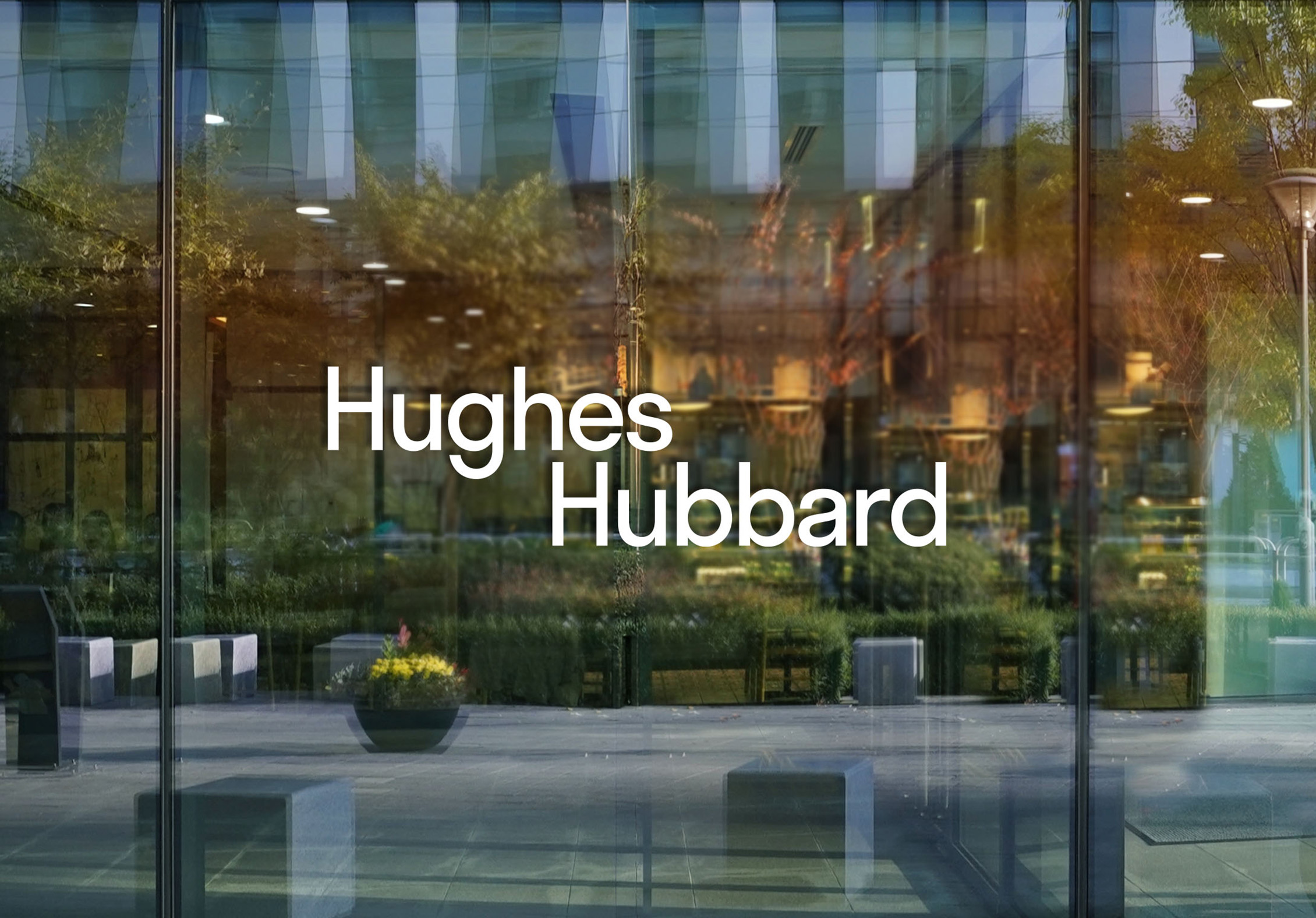 Hughes Hubbard visual identity – exterior sign